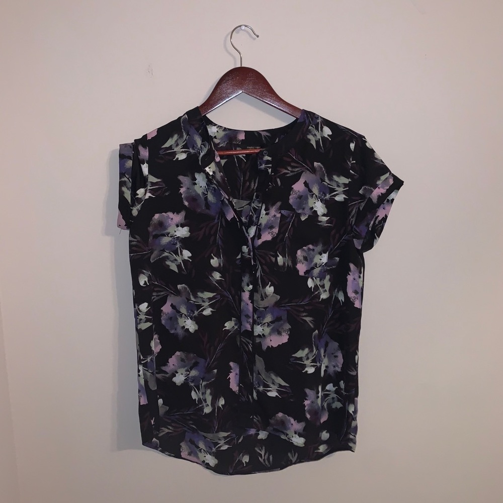 Simply Vera VeraWang Womens Floral Button Down - Picture 1 of 5